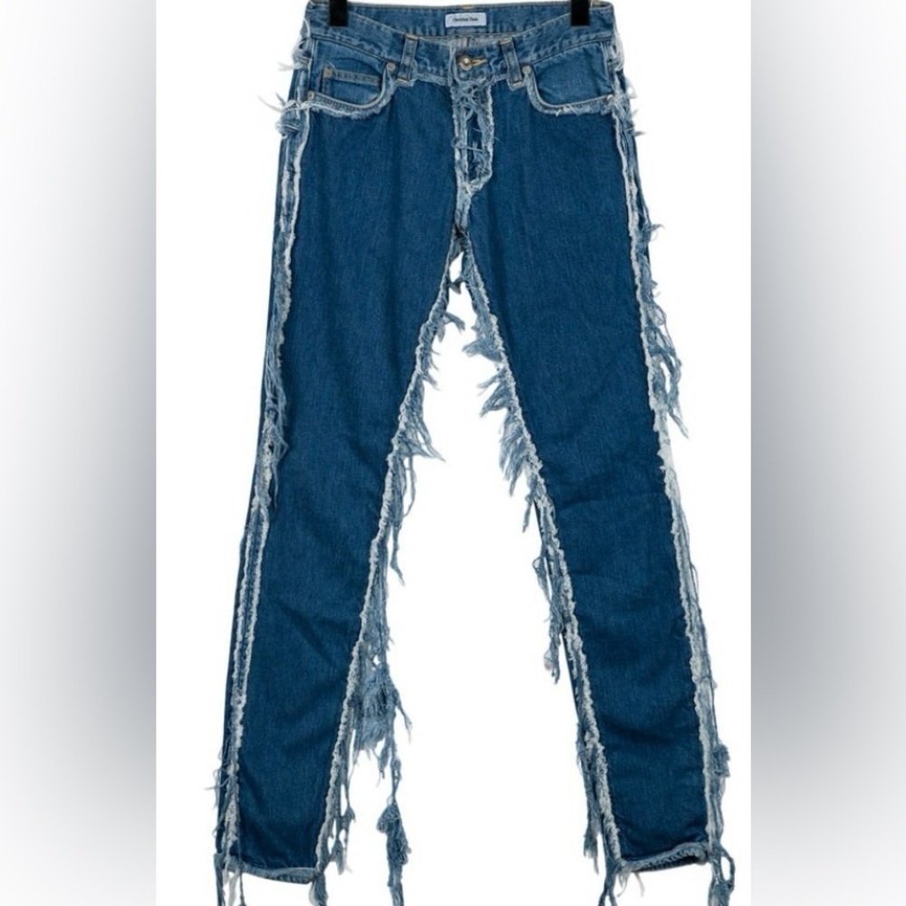 NWT! Christian Dada Mid-Rise Distressed Blue Denim Skinny Jeans XS TALL - Picture 3 of 6